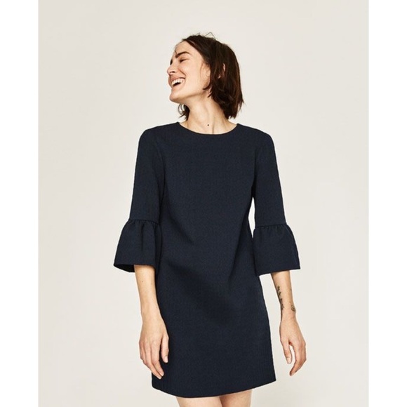 Zara Dresses & Skirts - Zara Women's Navy Bell Sleeve Mini Dress